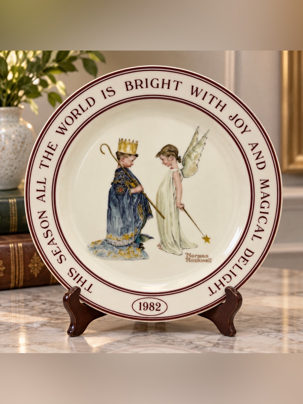 Vintage 1982 Norman Rockwell Christmas Plate Hallmark Vista Alegre Portugal Box